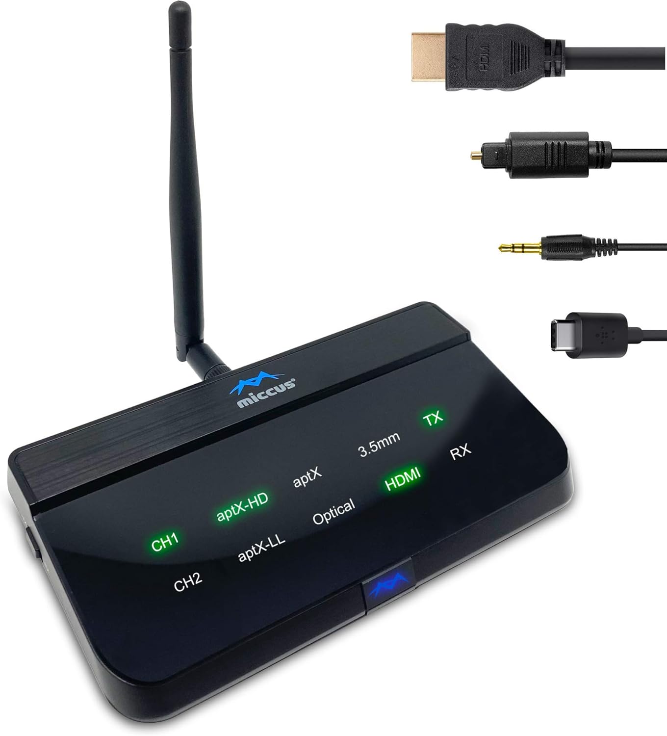 Long Range Bluetooth Audio Transmitter or Receiver for TV PC Stereo, Connect Speaker, Headphones, Phone, aptX Low Latency Wireless Adapter