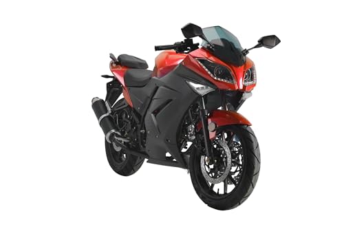 HHH 125cc Motorcycle with Manual Transmission Street Gas Bike for Adult Youth 125cc Scooter LED Lights and 17 inches Wheels (Red)