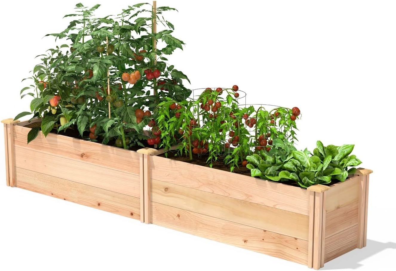 16 in x 96 in Sturdy Farmhouse Narrow Cedar Wood Raised Garden Bed - Made in USA