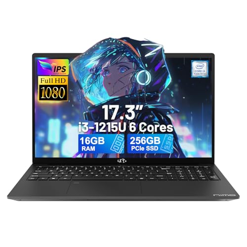 NIMO 17.3" IPS FHD-Laptop, Intel 6 Cores i3-1215U 16GB RAM 512GB SSD (Beat Ryzen 5 7520U