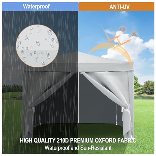 10x20 White Pop Up Canopy Tent Heavy Duty with 6 sidewalls Commercial Outdoor Party Tent Event Wedding Tents Instant Canopy Gazebo with Carry Bag UPF