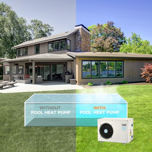 Above Ground Pool Heater EU50, Max 16184BTU Up to 5000gallons Electric Swimming Pool Heat Pumps, Titanium Heat Exchanger, 5.62 COP, 110V/120V