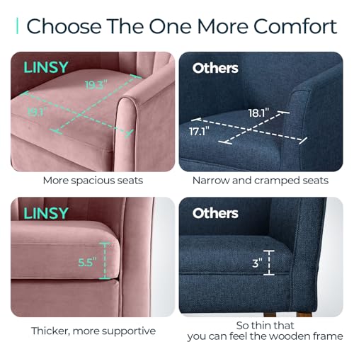 LINSY Swivel Accent Chair Ottoman Set: Velvet Small Barrel Chair with Foot Rest