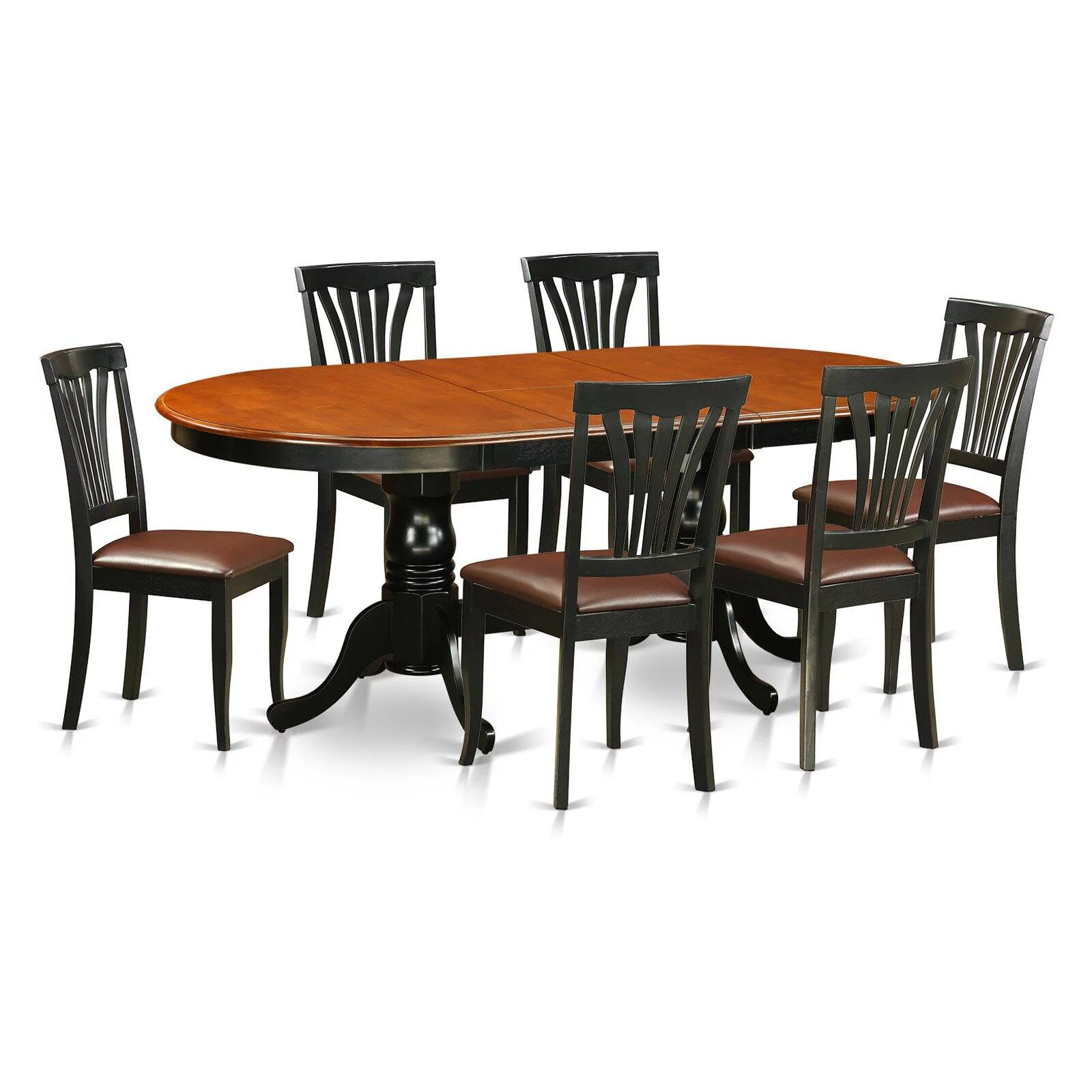 East West Furniture Plainville 7-piece Wood Dining Room Table Set in Cherry