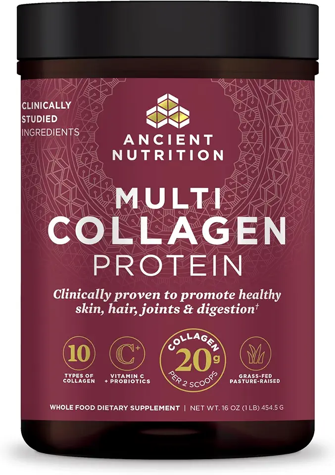 Sponsored Ad - Ancient Nutrition Collagen Powder Protein with Probiotics, Unflavored Multi Collagen Protein with Vitamin C, 45 Servings