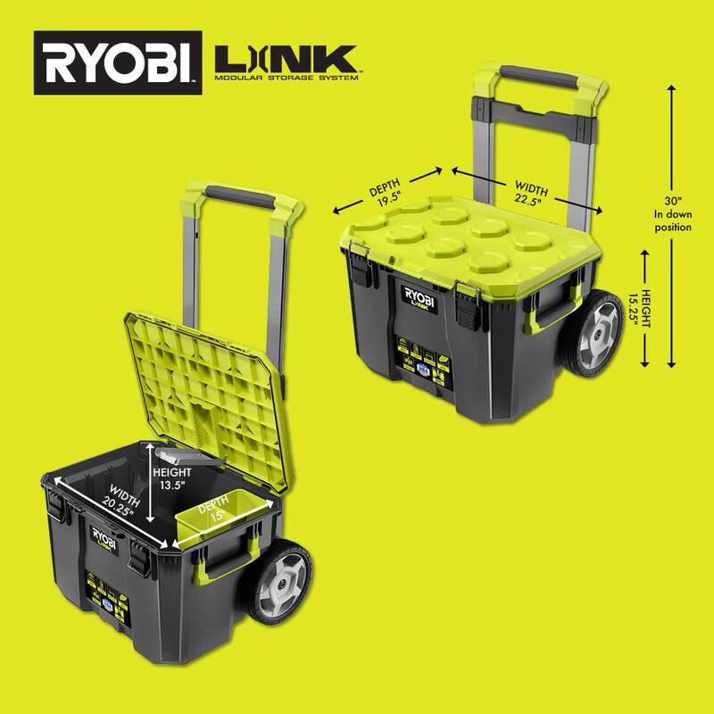 ONE+ 18V Cordless 4-Tool Combo Kit with 1.5 Ah Battery, 4.0 Ah Battery, Charger, and LINK Rolling Tool Box