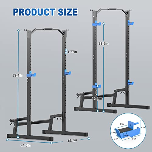 JX FITNESS Squat Rack Cage with Pull Up Bar,Adjustable Power Rack Cage Exercise Squat Stand with Barbell Holder