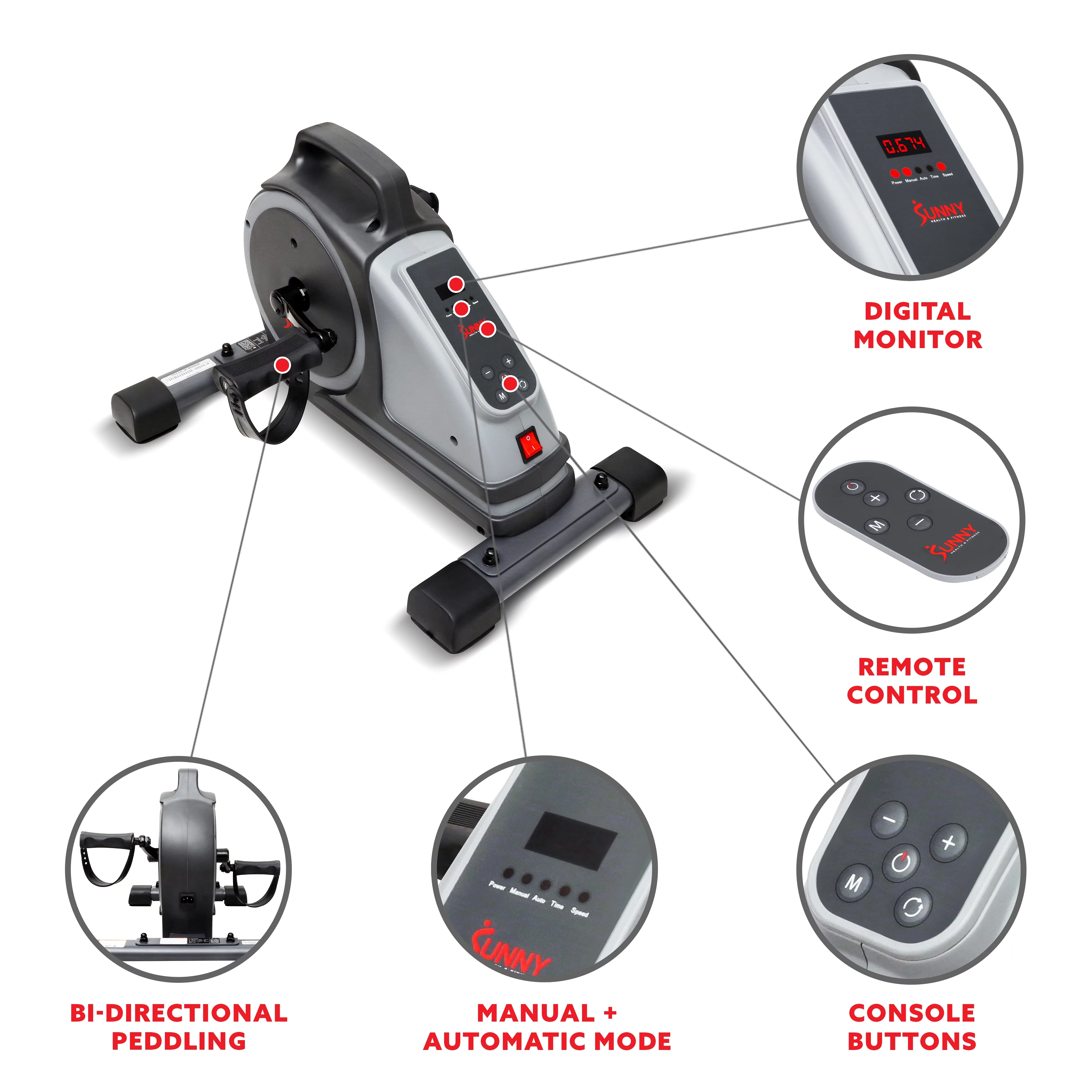 Sunny Health & Fitness Electromagnetic Mini Exercise Bike - SF-B020029