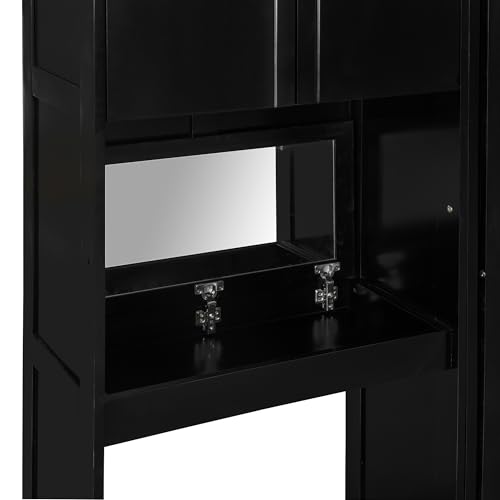 SOFTSEA Queen Size Murphy Bed with Desk and Storage, Wood Queen Wall Bed Frame with Vanity & Shelves, Space-Saving for Guest Room, Bedroom or Office