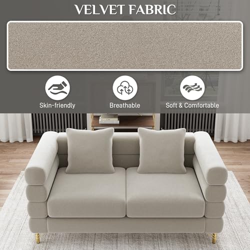Cloud Couch for Living Room, 79" Modern Overstuffed Deep Seat Boucle Sherpa 3 Seater Sofa with 3 Pillows