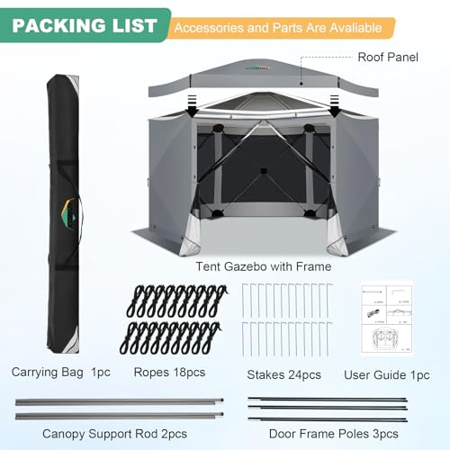 COBIZI 12x12ft Pop up Gazebo Screen Tent Screen House for Camping, Camping Outdoor Screened Gazebo, Canopy Tent