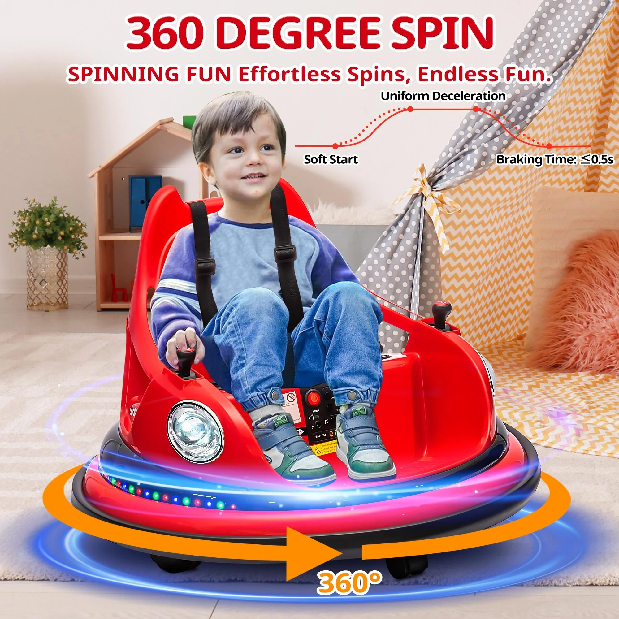 iRerts 12V Bumper Cars for Kids, Bumper Car Ride on with Remote Control, Battery Powered Kids Ride on Toys for 2-5 Year Old Boys Girls