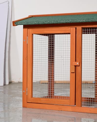 122" Large Chicken Coop with Run,Outdoor Chicken Run W/Nesting Box & Perch,Wooden Hen House W/Ramp & Sliding Trays