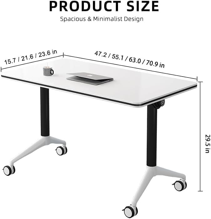 Conference Table Foldable Meeting Tables, Mobile Training Table with Wheels, Flip Top Rolling Seminar Meeting Table for Offices, Meeting Rooms