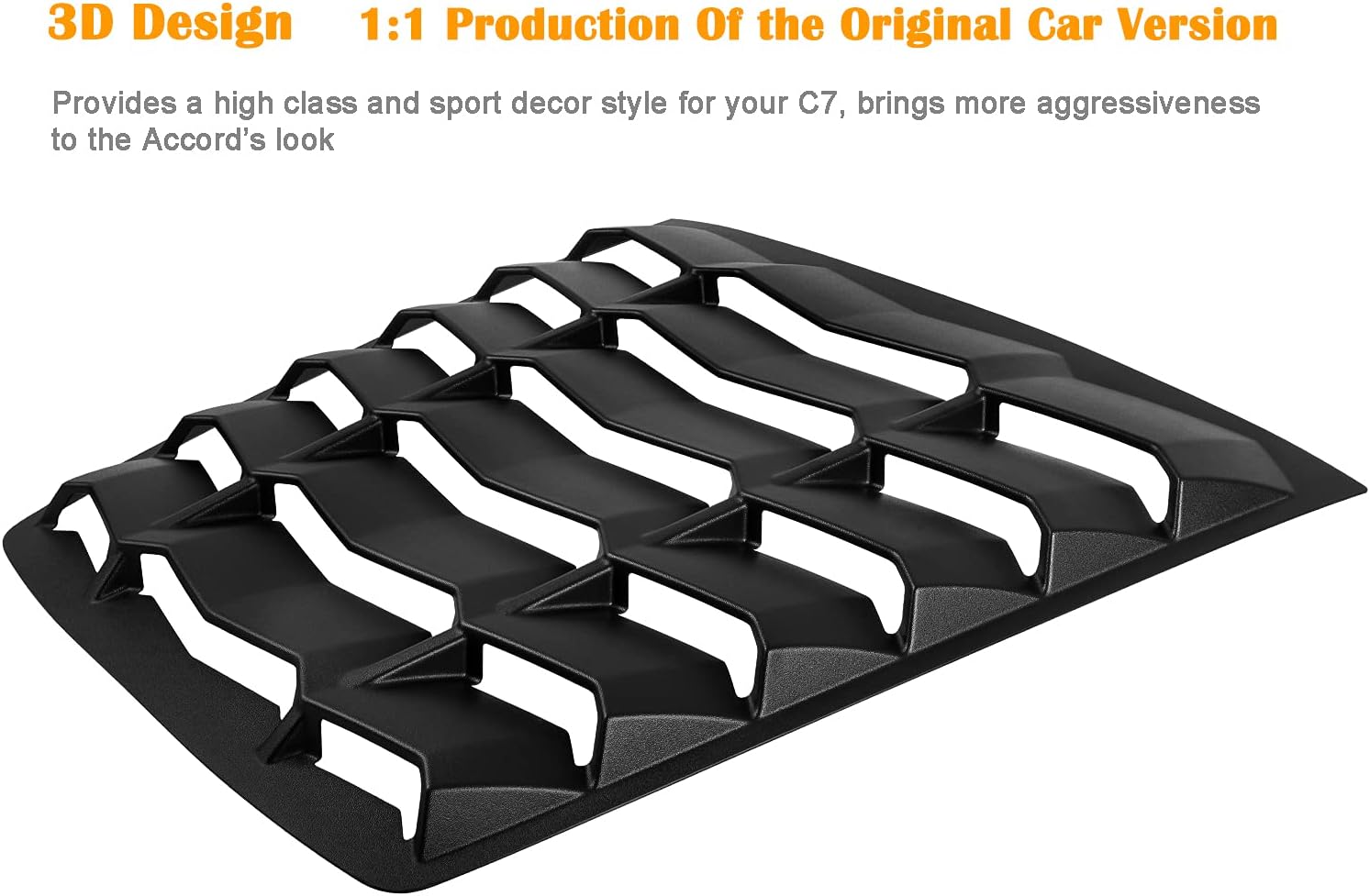 C7 Rear Window Louver Windshield Sunshade Cover for 2014-2019 C7 Corvette Stingray Grand Sport Z51 Z06 ZR1 in GT Lambo Style ABS (Matte Black)