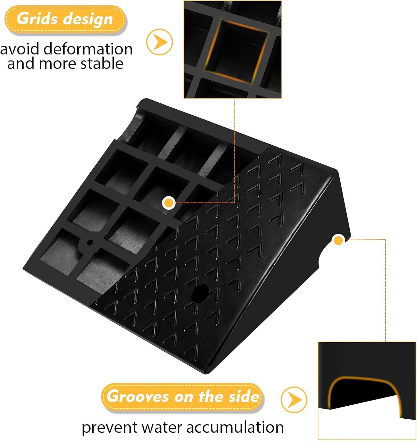 Haddockway 2PCS Rubber Car Curb Ramps