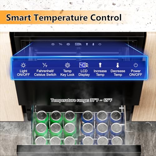 Cigar Electric Humidor, 35L 250 Counts Large Capacity Thermostatic Electric Cigar Cooler Cabinet with Digital LED Screen, Safety Lock