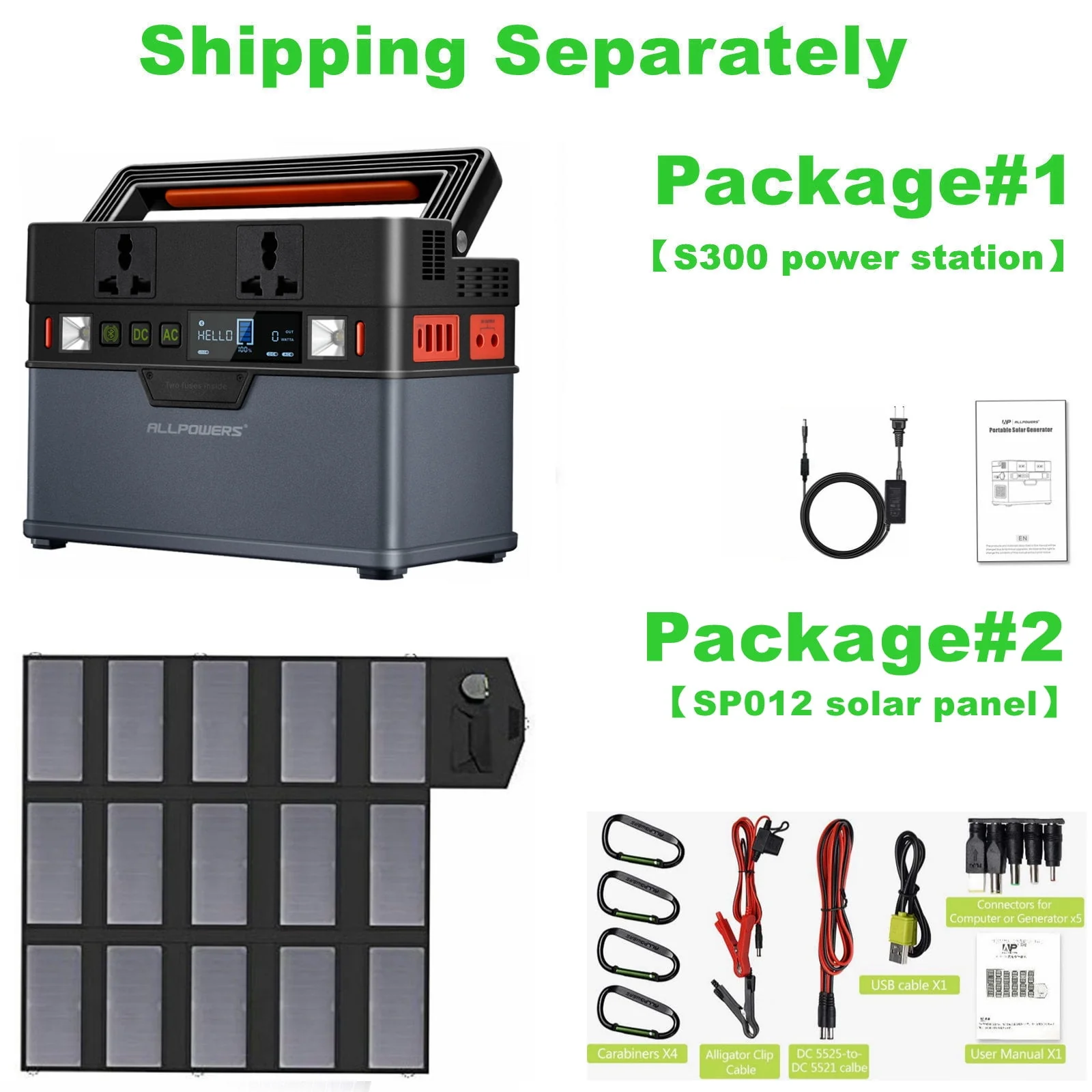 ALLPOWERS 288Wh 300W Portable Power Station with 100W Foldable Solar Panel, S300 Solar Generator Kit