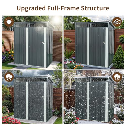 NicBex 6×5 Resin Outdoor Storage Shed with Floor & Window– All-Weather Lockable Small Tool Shed