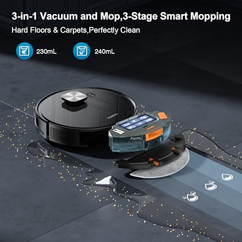 MAMNV Robot Vacuum and Mop, 11500 Pa Suction, 3-in-1 Robotic Vacuum with Smart LiDAR Navigation, 70 Day Self-Emptying,160 Min Runtime
