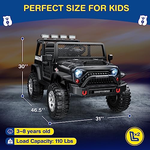 L8 2 Seater Ride On Car, 12V Kids Electric Car w/Remote Control, 4-Wheel Suspension, Bluetooth Speaker, Multi Music Modes, 3 Speeds, LED Lights