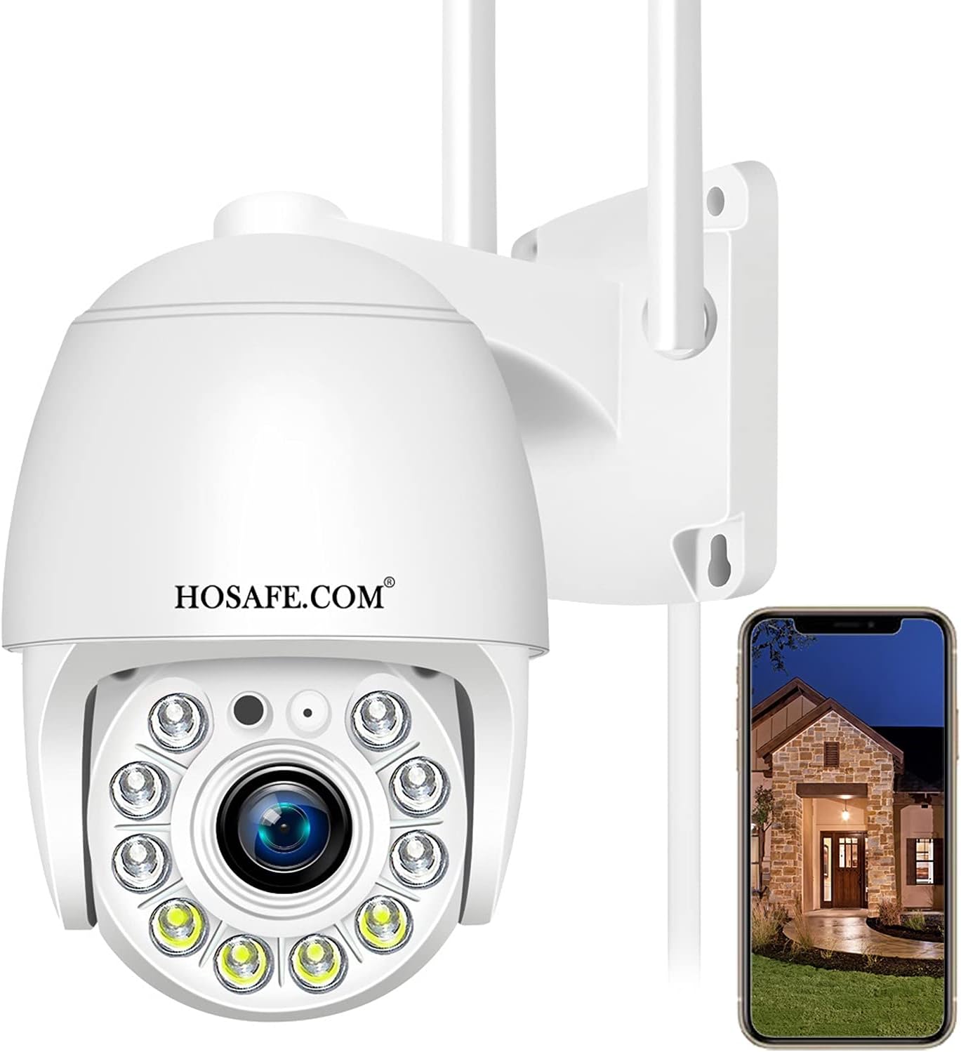 Security Camera Outdoor, Hosafe WiFi IP Camera Home Security System, Floodlight AI Motion Detection, Pan Tilt Auto Tracking, Two Way Audio