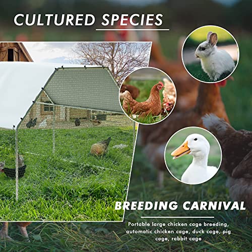 BOSSIN Metal Chicken Coop with Waterproof Cover, Poultry Cage Spire Shaped Coop, Walk-in and Heavy Duty Design