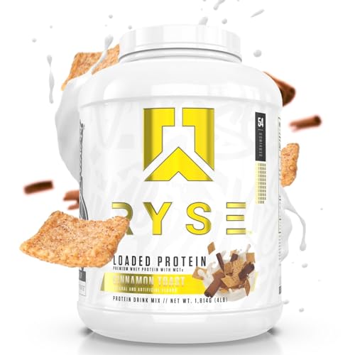 Ryse Loaded Protein Powder | 25g Whey Protein Isolate & Concentrate | with Prebiotic Fiber & MCTs | Low Carbs & Low Sugar | 54 Servings (Cinnamon