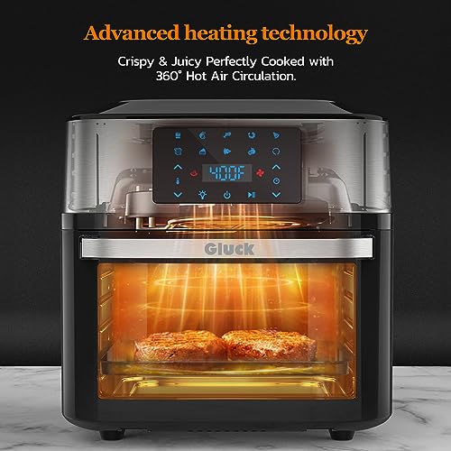 GLUCK Air Fryer Oven, 10-in-1 20 QT Airfryer Oven with Visible Cooking Window, Large Air Fryer Toaster Oven Combo with Recipes & 13 Accessories