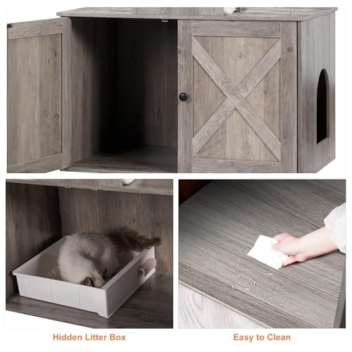 Heybly Cat Tree with Litter Box Enclosure for Indoor Big Cat, Cat Tower for Large Cats 20 lbs Heavy Duty