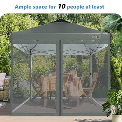 Outdoor Gazebo 10x10 with Mosquito Netting, Pop Up Canopy Tent for Camping, Backyard, Party, Screen Tent with 2 Zipper Doors