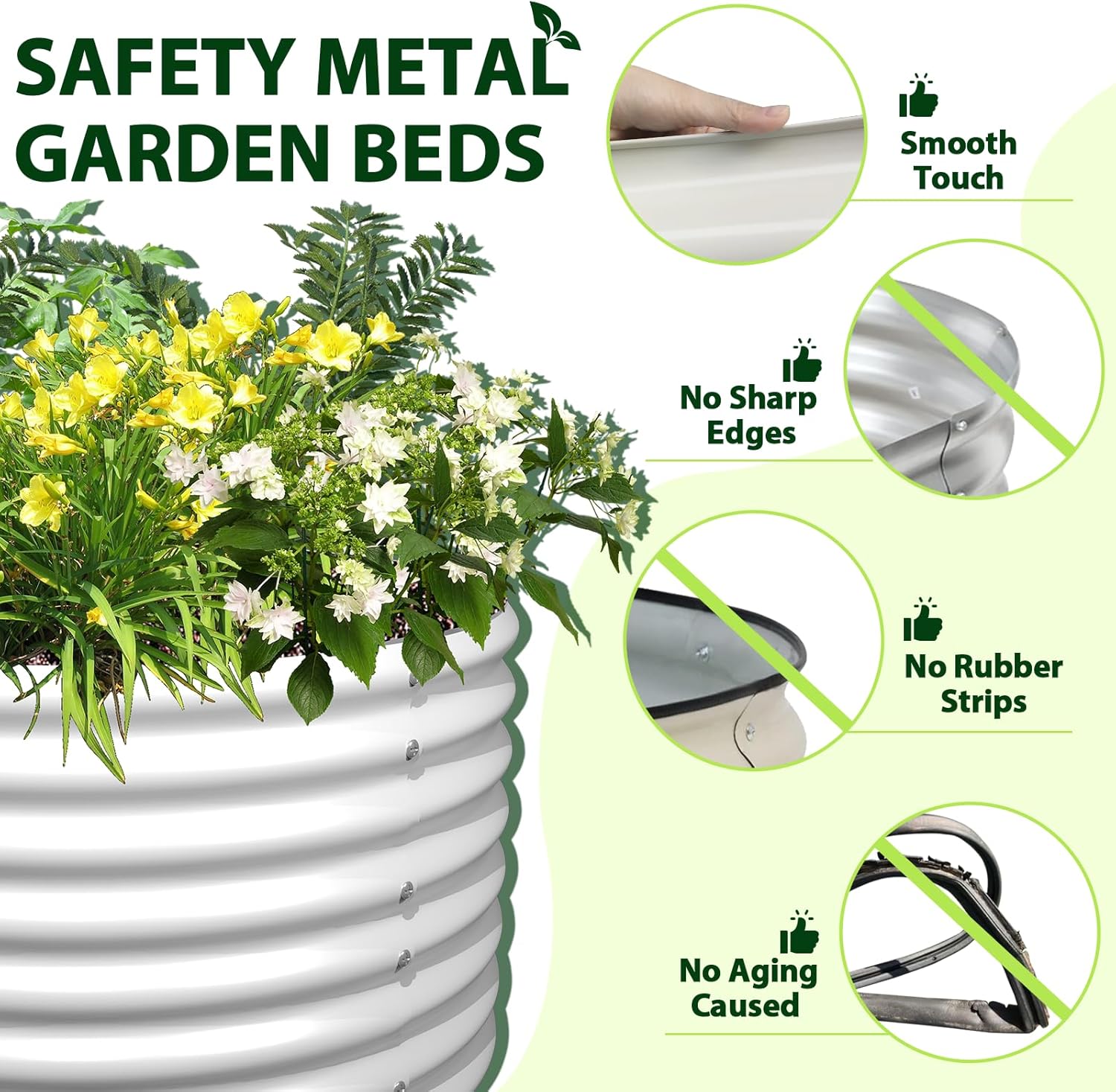 A ANLEOLIFE 8X4X2 ft Galvanized Raised Garden Beds Outdoor, Oval Large Metal Deep Root Planter Box for Planting Vegetables Flowers Herb