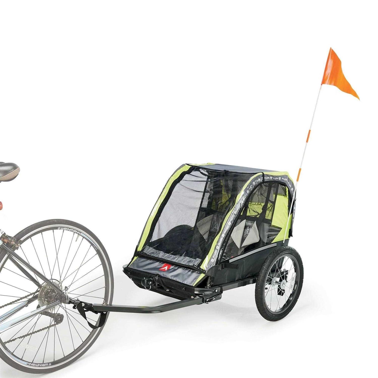 Allen Sports Deluxe 2-Child Bicycle Trailer &amp; Stroller, max capacity 100 lbs, Model As2, Green - Sports Supplies Online Store