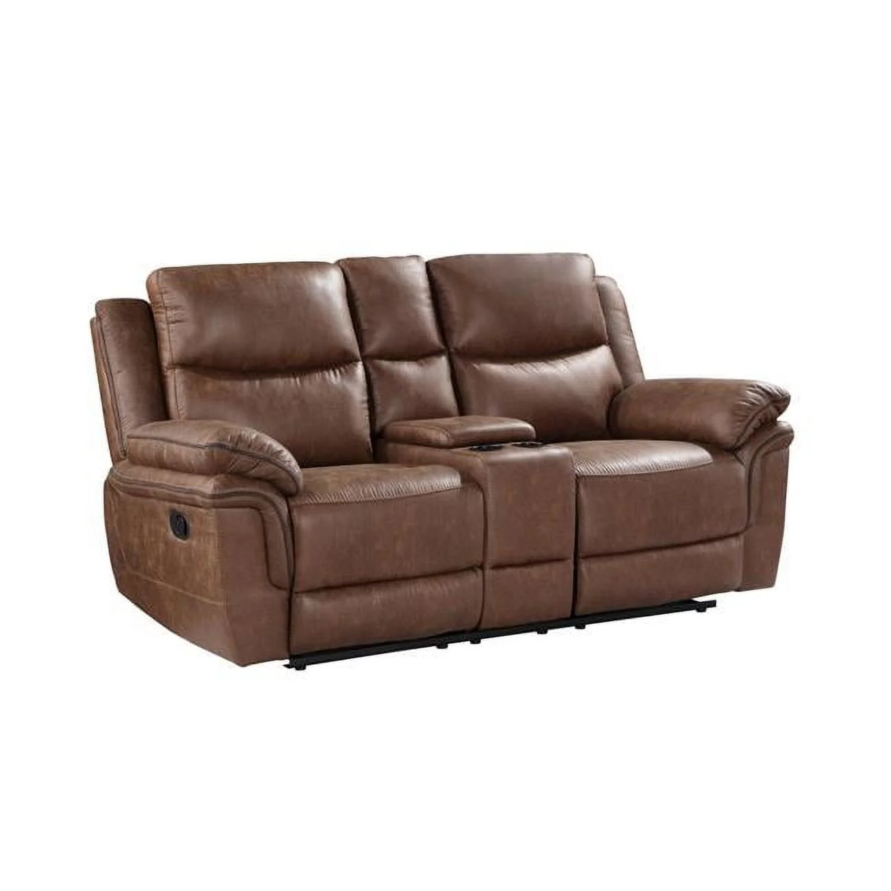 Quir 78 Inch Manual Dual Recliner Loveseat - Plush Cushioning - Rich Brown