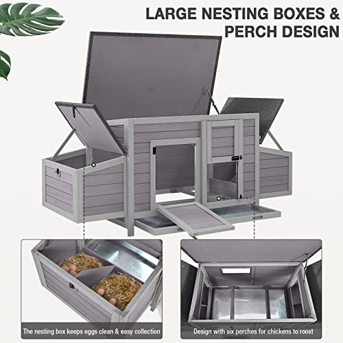Large Chicken Coop - Unique Folding Design for Easy to Set Up - Chicken House for Outdoor with Two Nesting Box, Leakproof Pull-on Tray