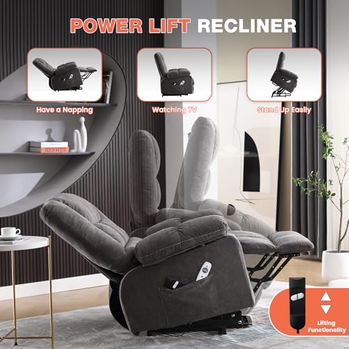Power Lift Recliner Chair with Vibration Massage and Lumbar Heating for Elderly