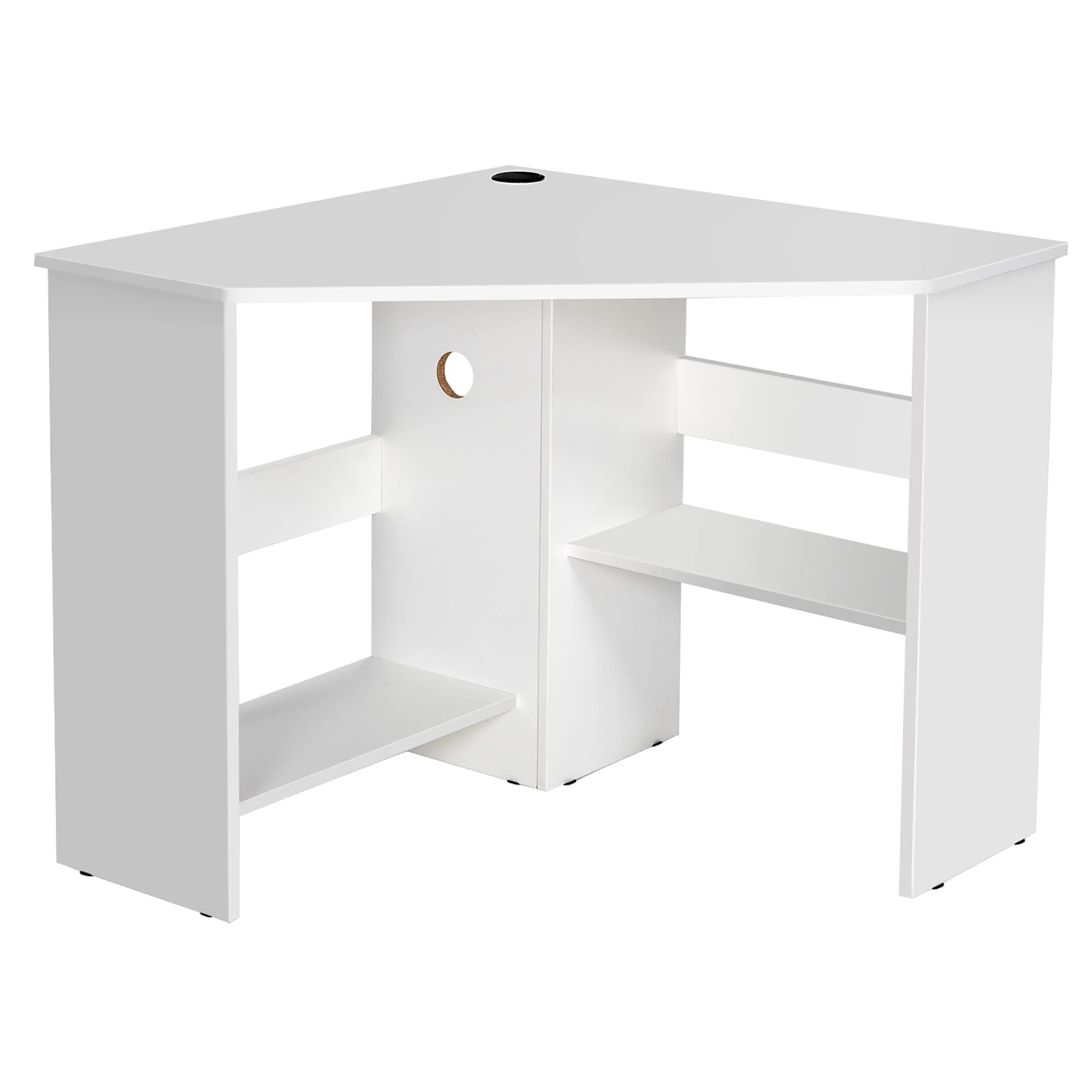 Costway Corner Computer Desk Triangle Writing Workstation w/Storage Shelf Rustic