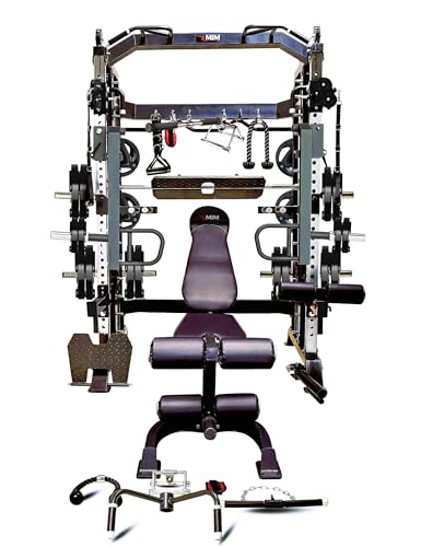 MiM USA Hercules EX Commercial All in One Gym Machine w/400 lb Weight Stack Jammer Arms Adj Bench Leg Press Leg Extension Arm Curl LAT Seat Complete