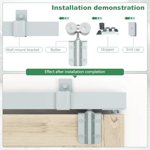 DIYHD 24FT Double Sliding Barn Door Hardware,Wall Mount Kit for Exterior Use,Heavy Duty Box Track