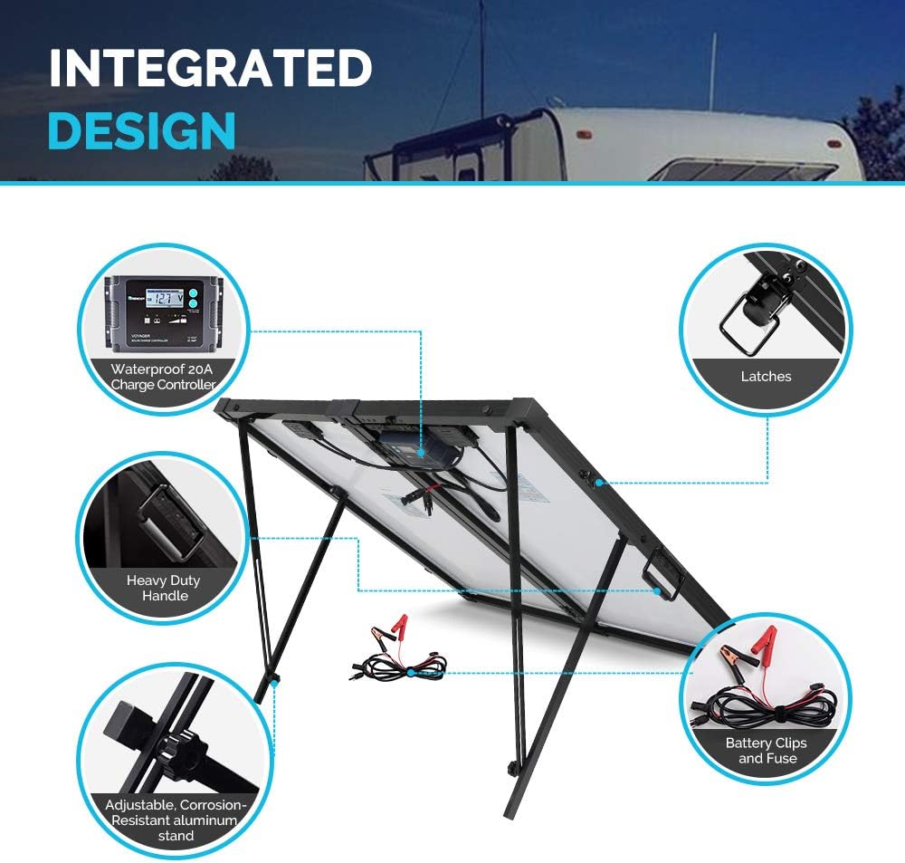 Renogy 200 Watt Off Grid Portable Foldable Solar Panel Suitcase Built-in Kickstand with Waterproof 20A Charger Controller, 200W-Waterproof