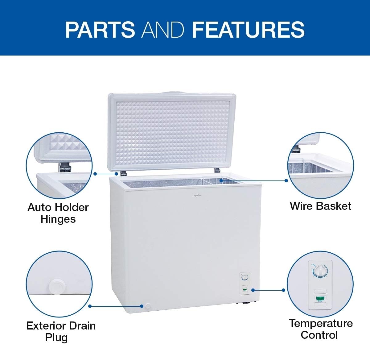 Koolatron KTCF195 Compact Top-Opening Chest, Mini Freezer with 7.0 Cubic Feet Capacity-Ideal for Home, Apartment, Condo, Cabin, Basement, Garage-White