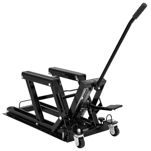 Hydraulic Motorcycle Lift Jack, GARVEE 1500 LBS Capacity Steel ATV Lift Stand Hoist with Wheels