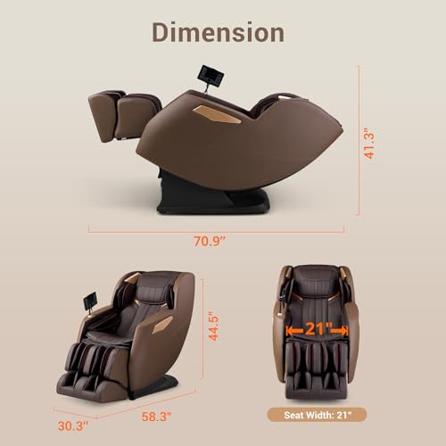 MYNTA 2025 Massage Chair Full Body, Flexible SL Track Massage Recliner Chair with Heat, 170° Zero Gravity Position, M1630 Grey