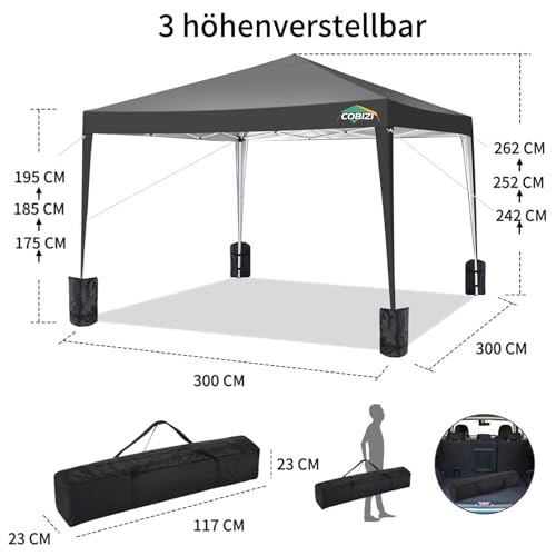 COBIZI 10x10 Pop up Canopy Tent Protable Canopy Tent with 4 Sidewalls Waterproof Commercial Instant Shelter for Parties, Wedding