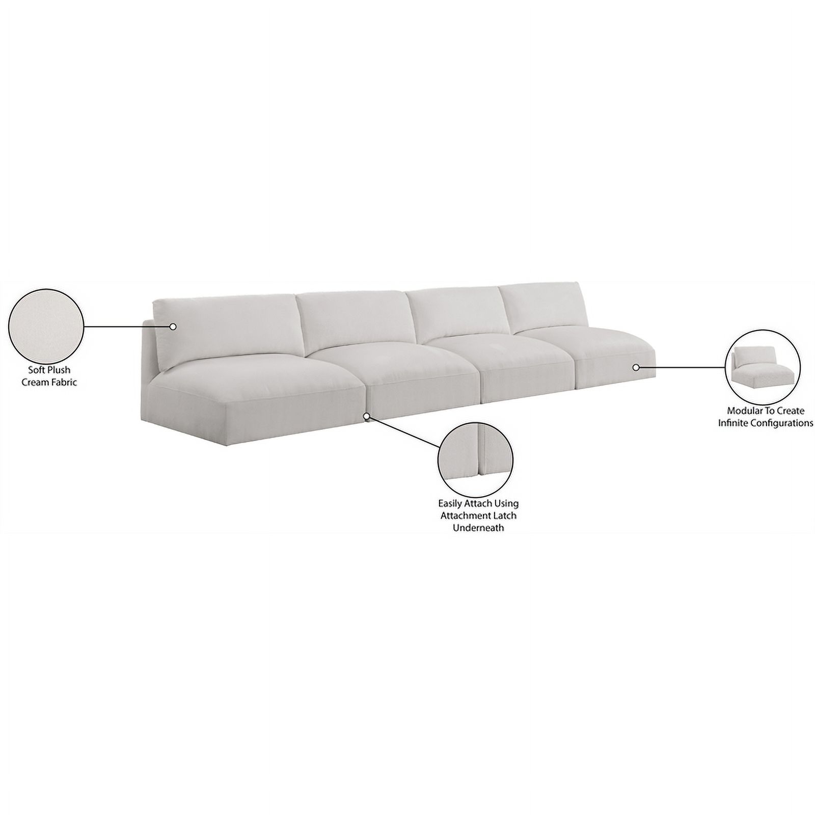 Meridian Furniture Ease Cream Fabric Modular Sofa