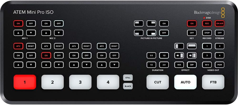 Blackmagic Design ATEM Mini Pro ISO HDMI Livestream Switcher with High-Speed 6' HDMI Cable & 10-Pack Straps Bundle