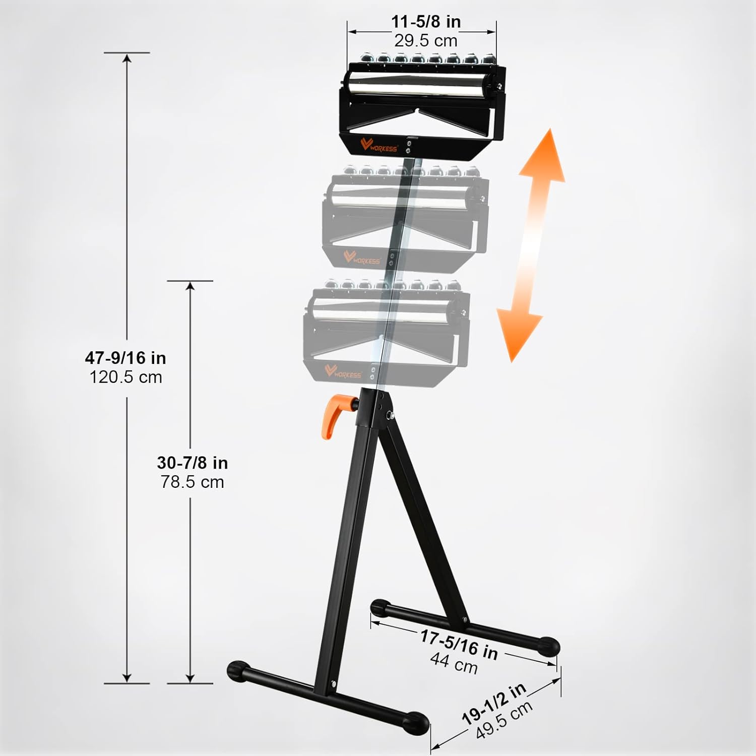 WORKESS Roller Support Stand,WK-RS010 132 Lbs Load Capacity,Adjustable Height (27 - 43) Single Roller Stands for Woodworking Pack of 2