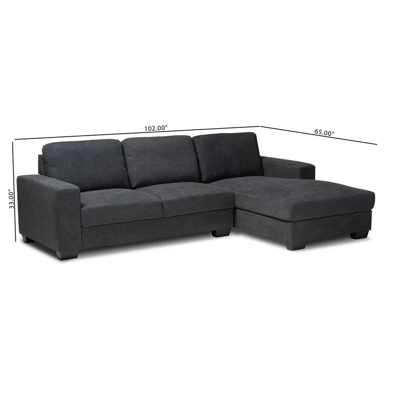 Bowery Hill Dark Grey Sectional Sofa with Right Facing Chaise - Radiant Selections