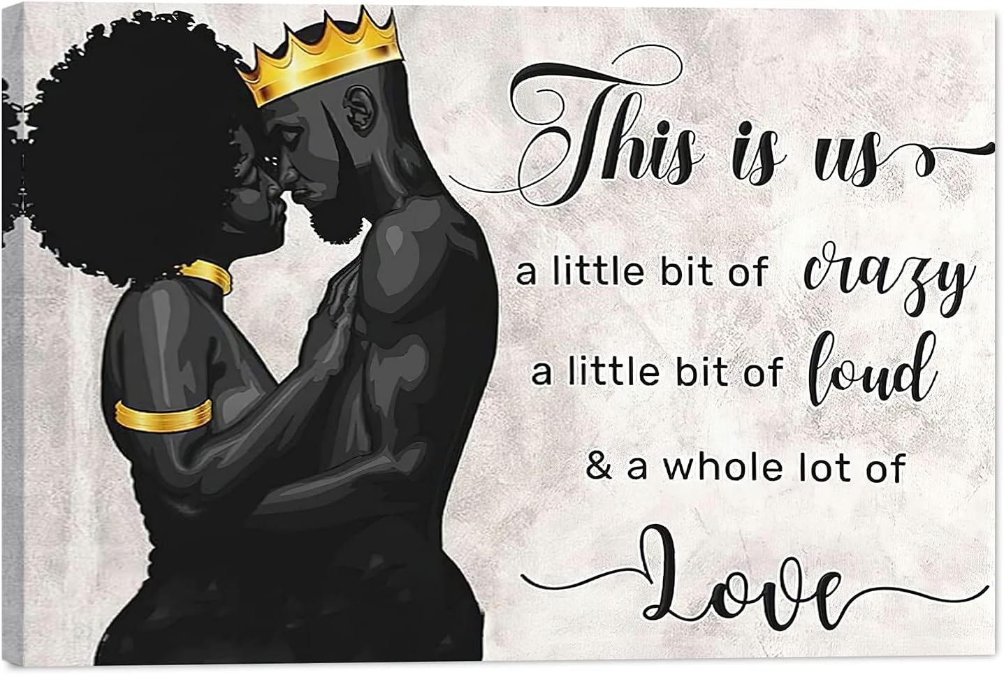 African American Wall Art, Black King and Queen Wall Art, Black Art Wall Art Decor, Black Couple Picture for Living Room Decor