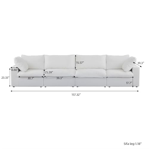 160.6" Cloud Couch Modular Sectional Sofa for Livingroom,Oversized Convertible Sofa with Storage Ottomans,6 Seat Wide Couches